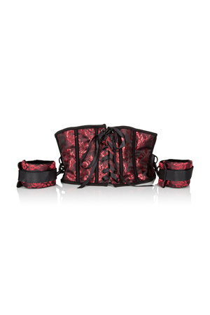 Корсет с наручниками Scandal Corset with Cuffs красный с черным (1)