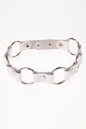 Ошейник с кольцами белый