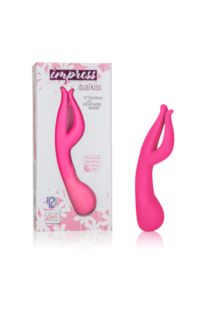 Вибромассажер Impress™ Dual Kiss со стимуляцией клитора розовый