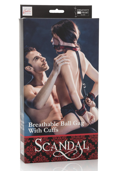 Кляп с наручниками SCANDAL BRTHBLE BLL GAG 