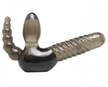 Страпон женский тройного действия Strapless. Цвет: Черный